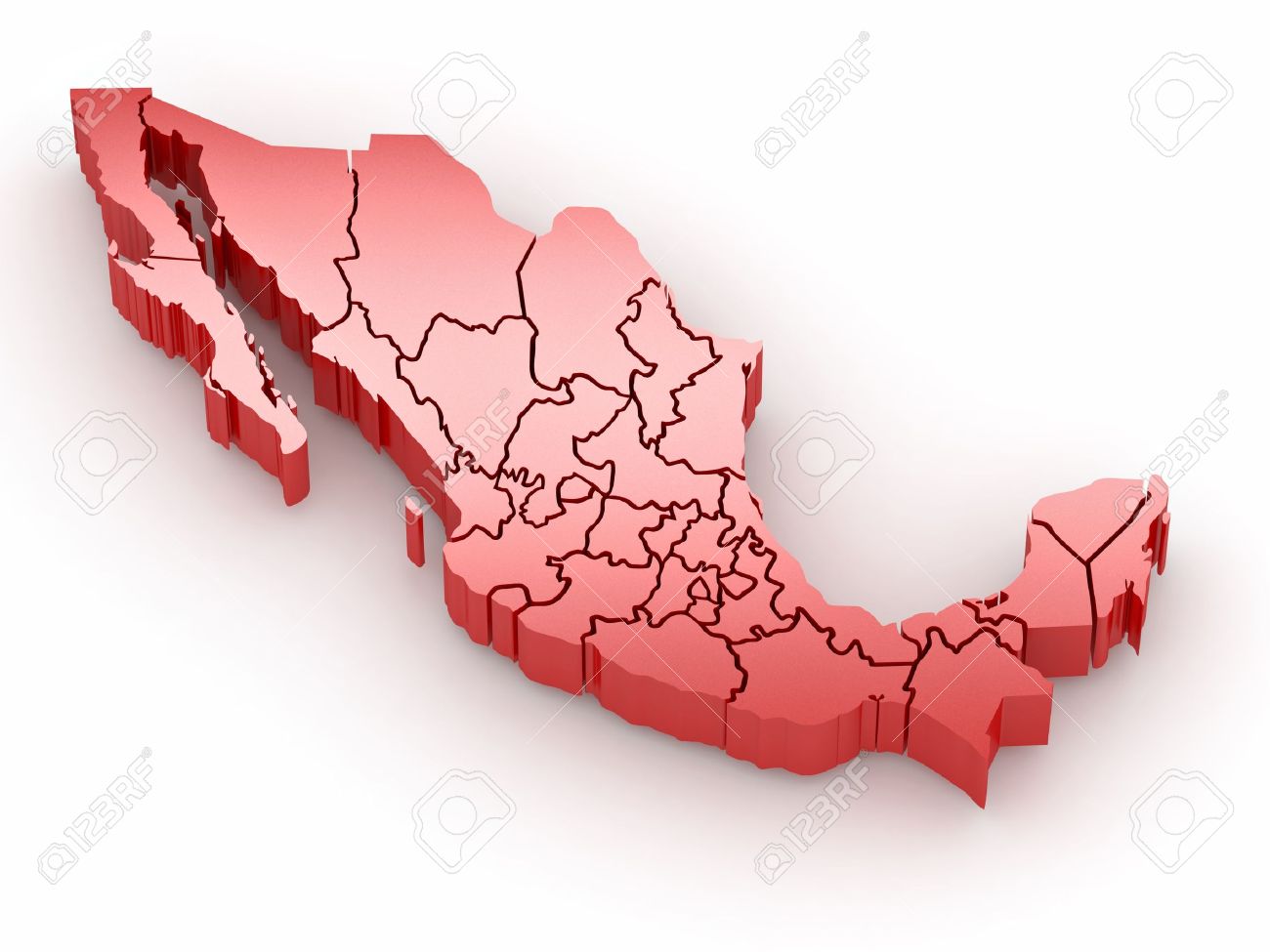 8779611-Three-dimensional-map-of-Mexico-on-white-isolated-background-3d-Stock-Photo.jpg